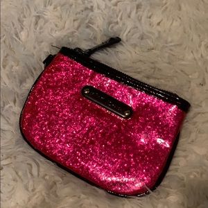 Betsey Johnson pink glitter wristlet